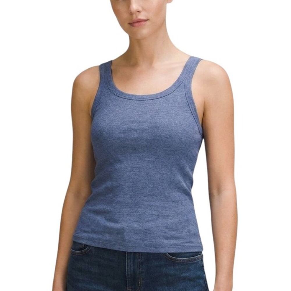 American Eagle True Tank Top Navy Blue Ribbed Scoop Neck Women Size M NWT
